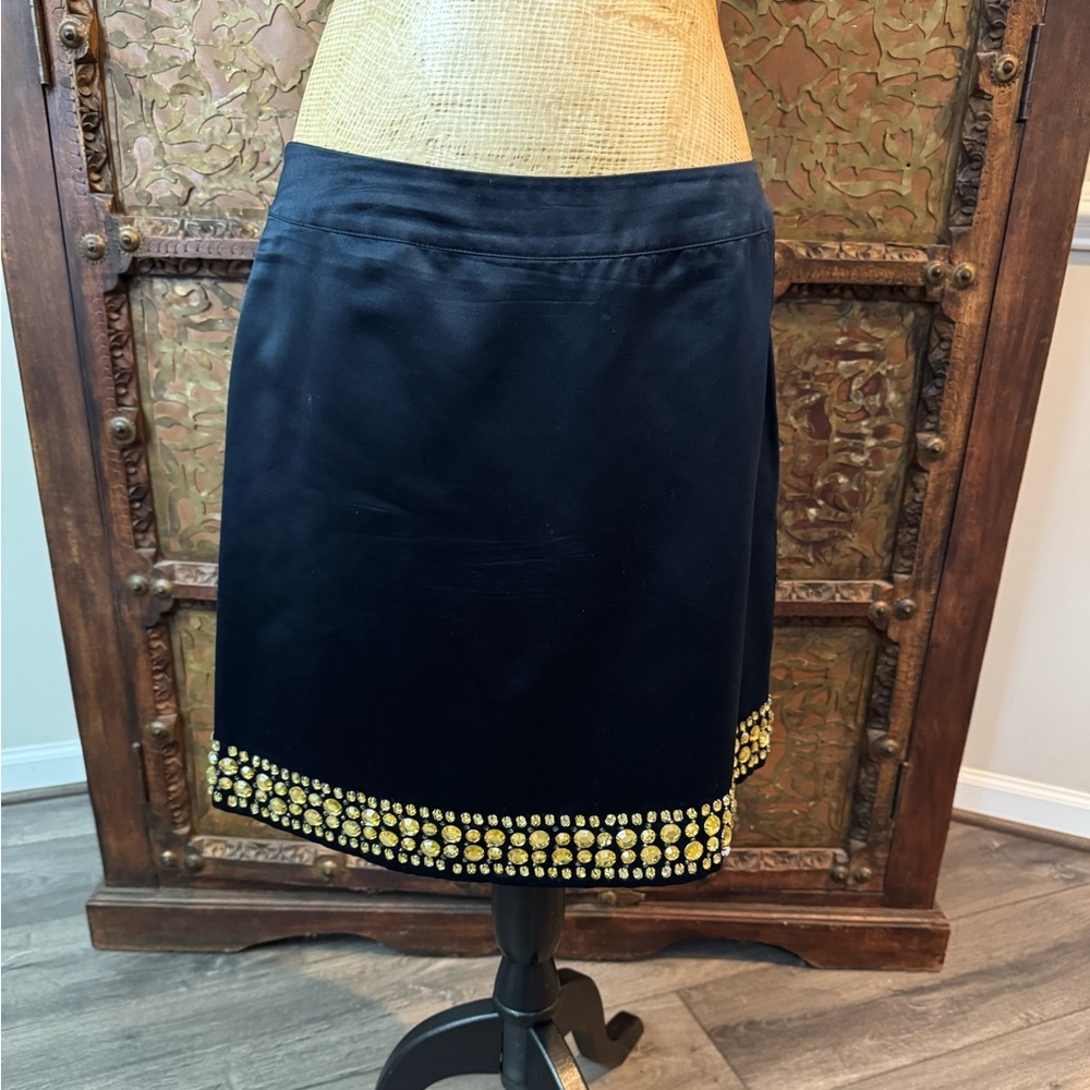 RED Valentino navy Skirt with Gold‎ Embellishments 44